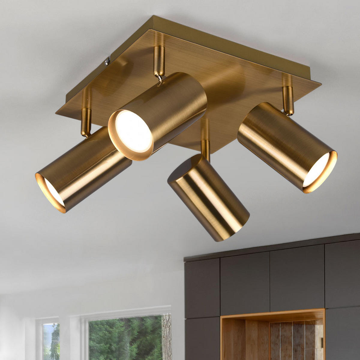 LED DECKENLEUCHTE Marley Altmessing Metall - Messingfarben, Metall (24/24/15cm)