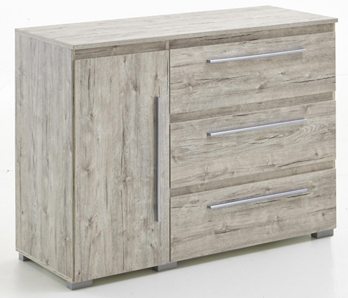 KOMMODE Bali 127/92/50 cm Eiche Sand - Eichefarben/Silberfarben, Holzwerkstoff/Kunststoff (127/92/50cm) - arthur berndt