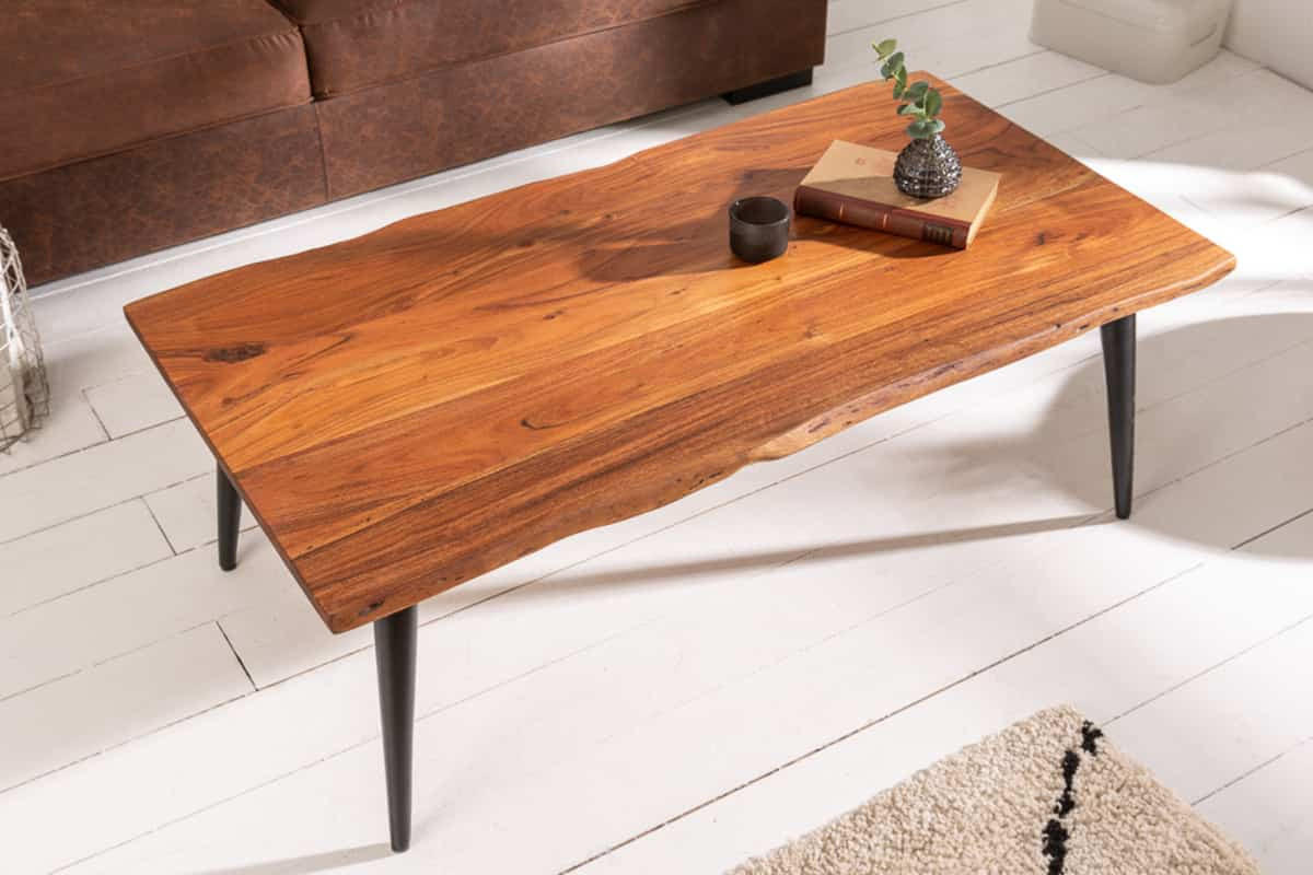 COUCHTISCH LIVING EDGE Akazie rechteckig Natur 110cm - Braun, Holz/Metall (60/110/45cm) - riess-ambiente