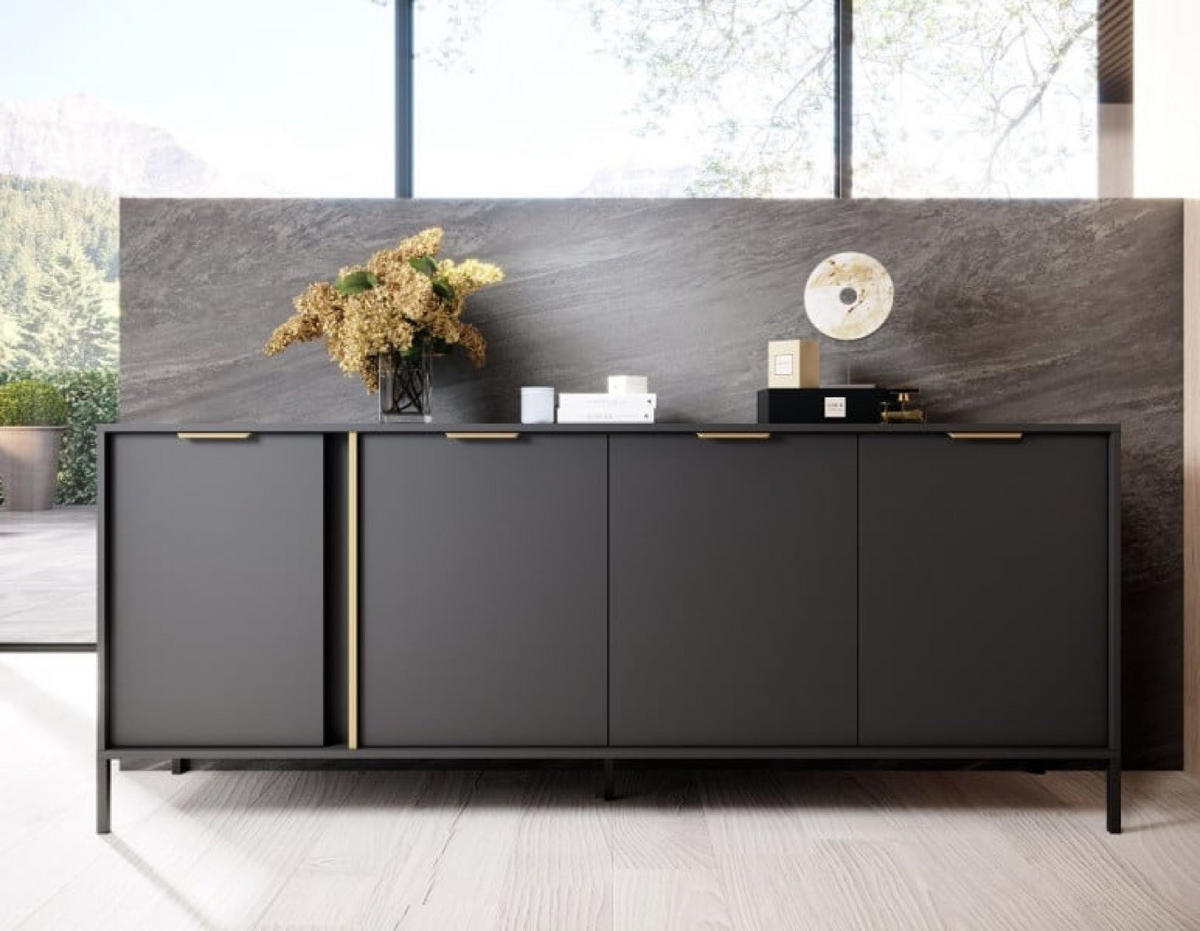 SIDEBOARD Anthrazit LARYSA E - Graphitfarben, Holzwerkstoff (202.9/81.4/39.5cm) - Sepro Meble