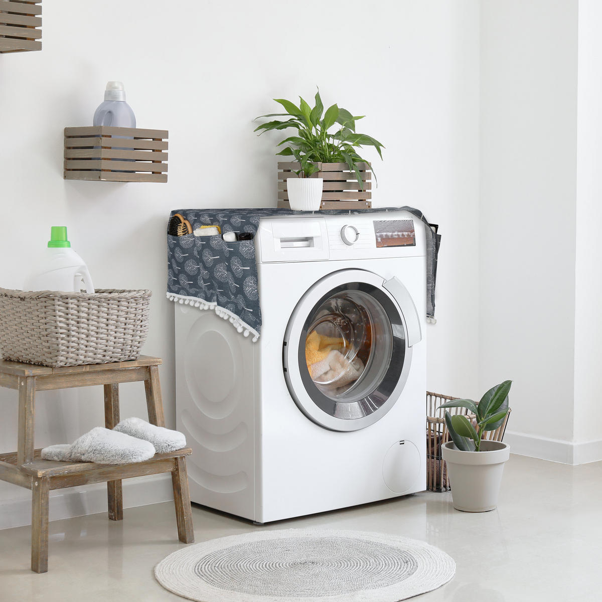 WASCHMASCHINENAUFLAGE - Anthrazit, Kunststoff/Textil (130/0.5/55cm) - Relaxdays