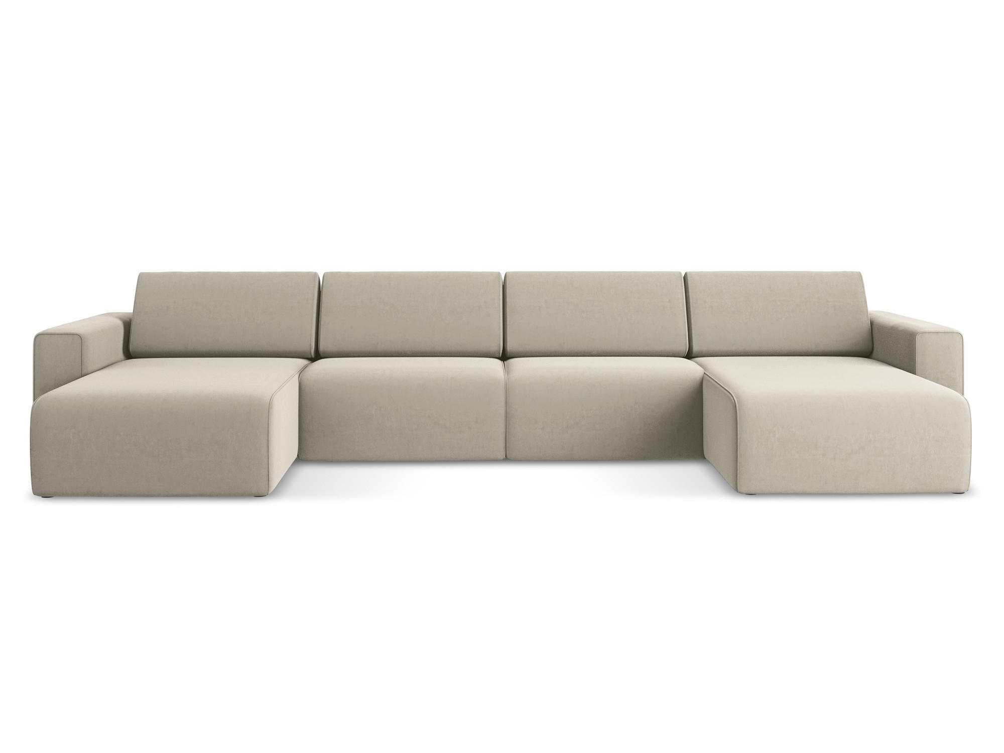 WOHNLANDSCHAFT Samt Stoff Creme - Perlmutt/Lila, Kunststoff/Textil (404/80/167cm) - Makamii