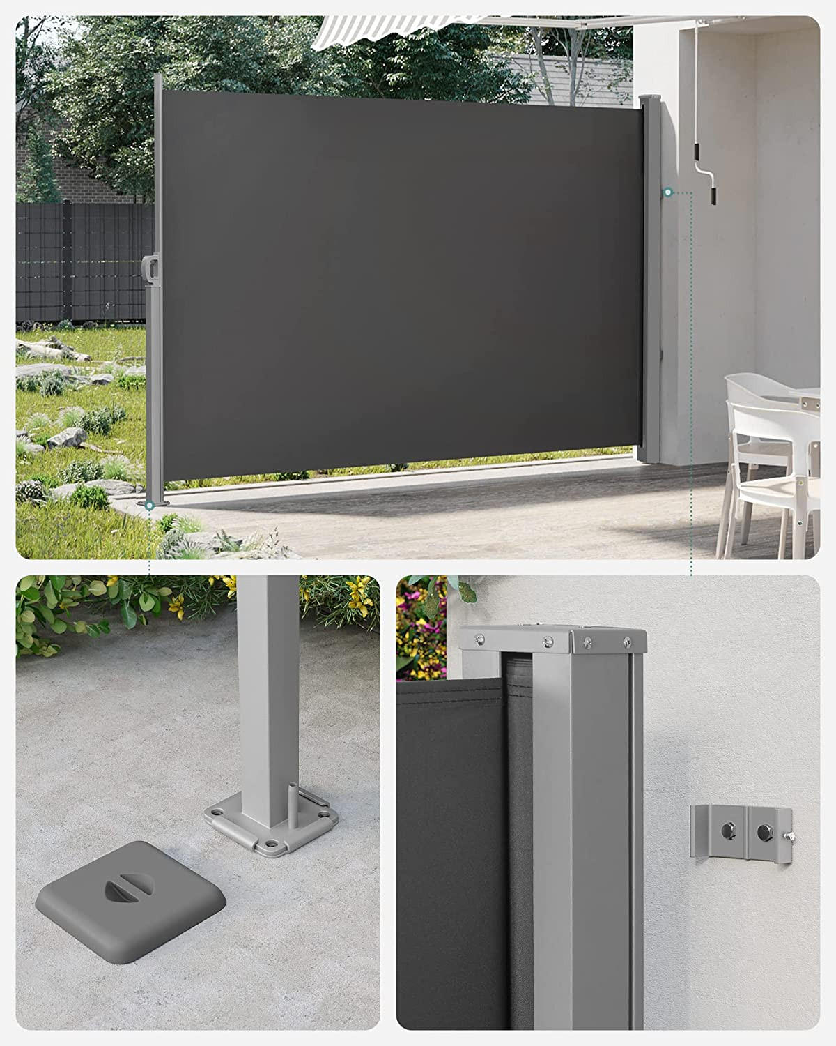 SEITENMARKISE - Grau, Textil (180/10/450cm) - Hansiro