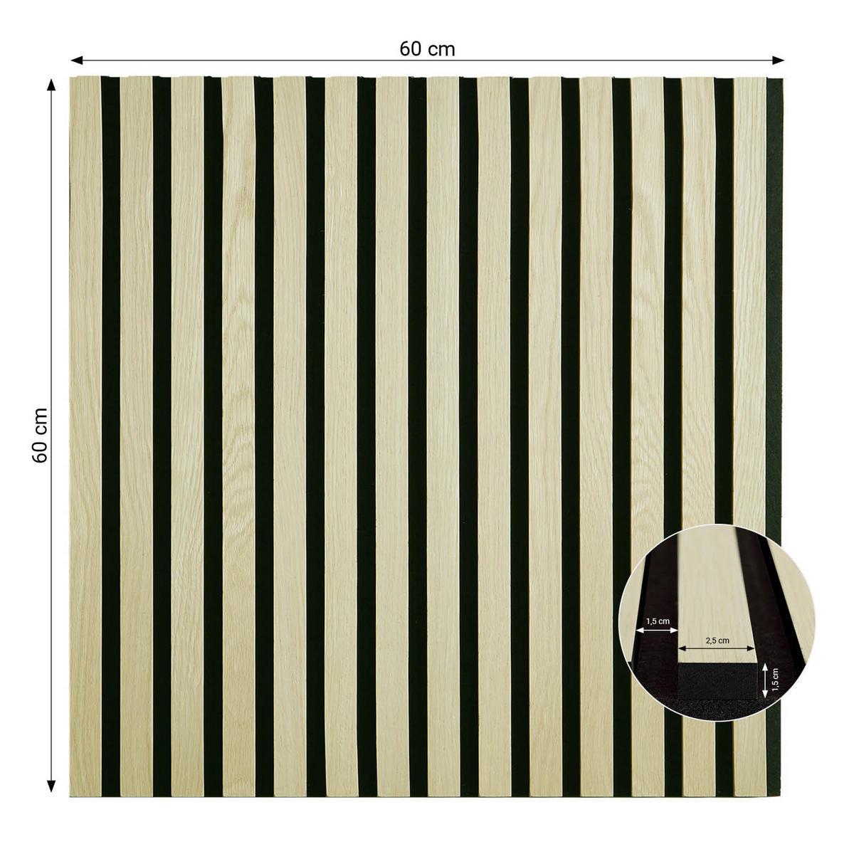 AKUSTIKPANEEL 60/60 cm 1 Stück Creme - Creme, Holz (60/60/3cm) - Homestyle4u