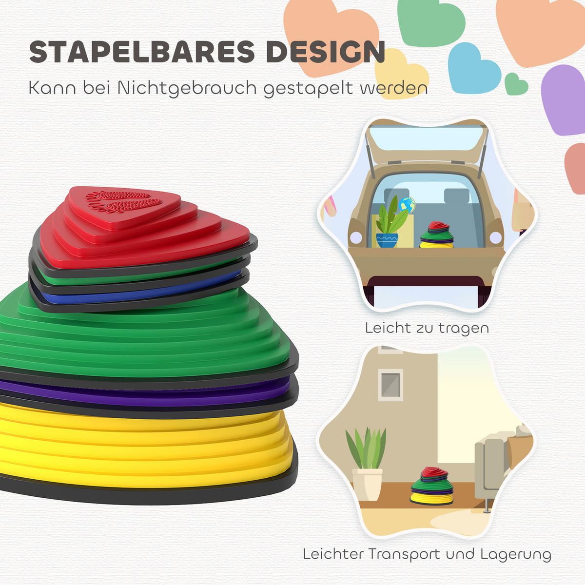 BALANCIERSTEINE 6 Stück Rutschfeste Trittsteine für Kinder 3-8 Jahren Bunt - Multicolor, Kunststoff (37.5/16/37.5cm) - AIYAPLAY