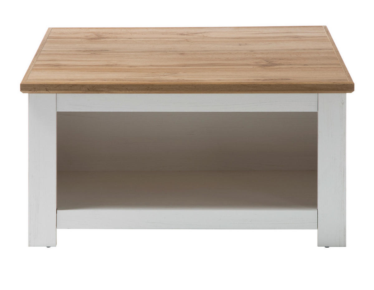 COUCHTISCH weiß Pinie, Eiche Wotan 95 x 95 cm, Wohnzimmertisch mit Stauraum - Eiche Wotan/Weiß, Holzwerkstoff/Metall (95/95/50cm) - Furn.Design