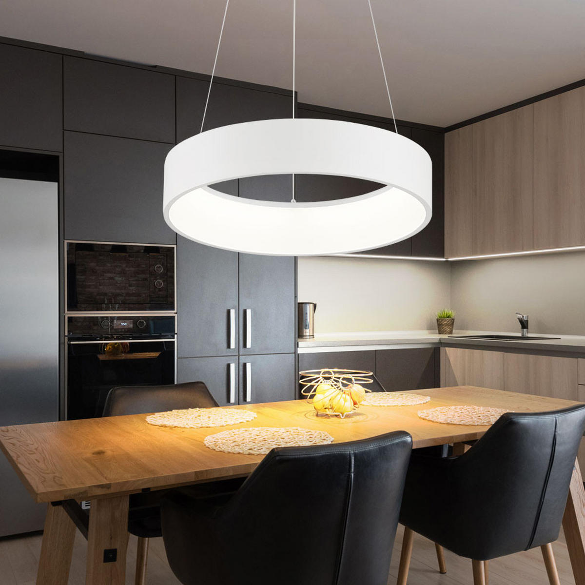 LED HÄNGELEUCHTE rund Weiß - Weiß, Metall (45/45/150cm) - Wofi