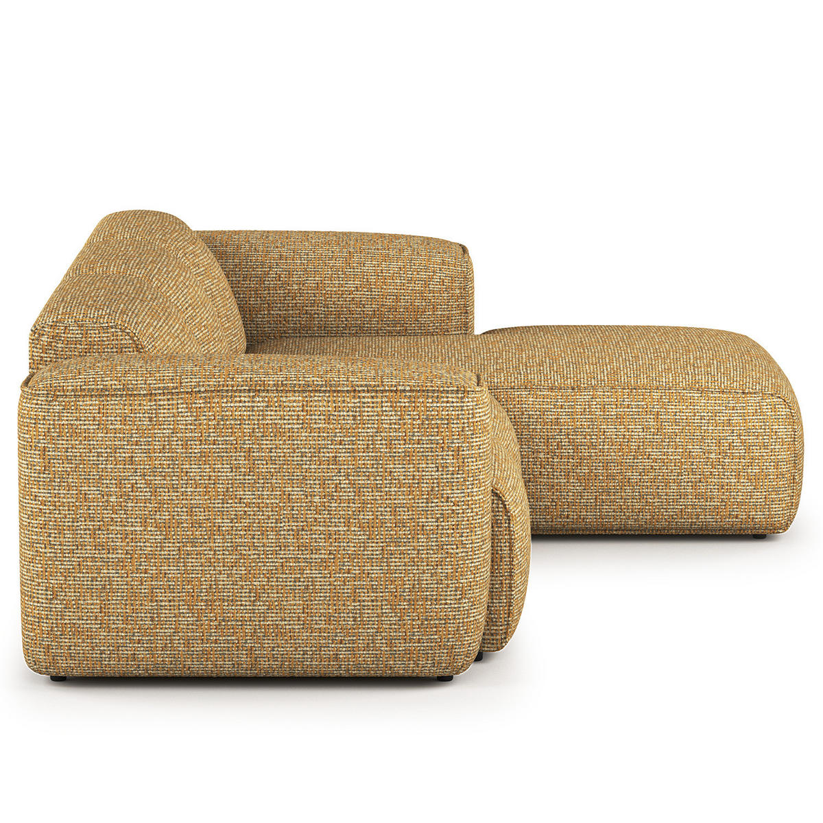 3-SITZER ECKSOFA mit Longchair - Schwarz/Honig, Kunststoff/Textil (251/173cm) - home24