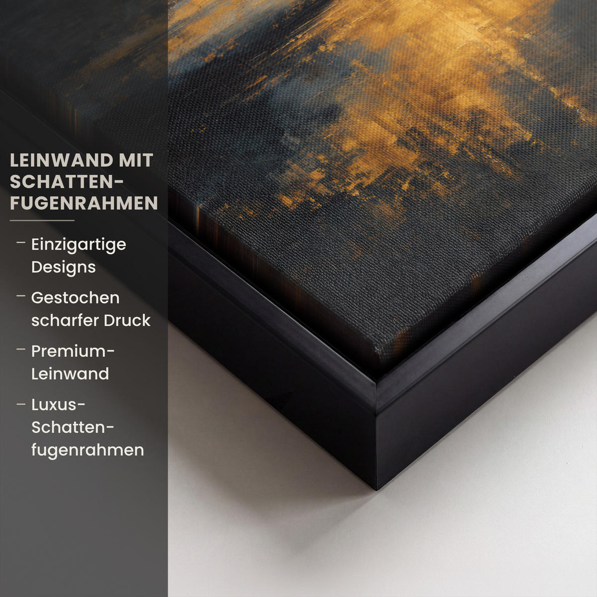 LEINWAND Bilder mit Rahmen - Goldene Reflexion auf dem Wasser - 20x20 - Anthrazit, Textil (20/20cm) - MuchoWow