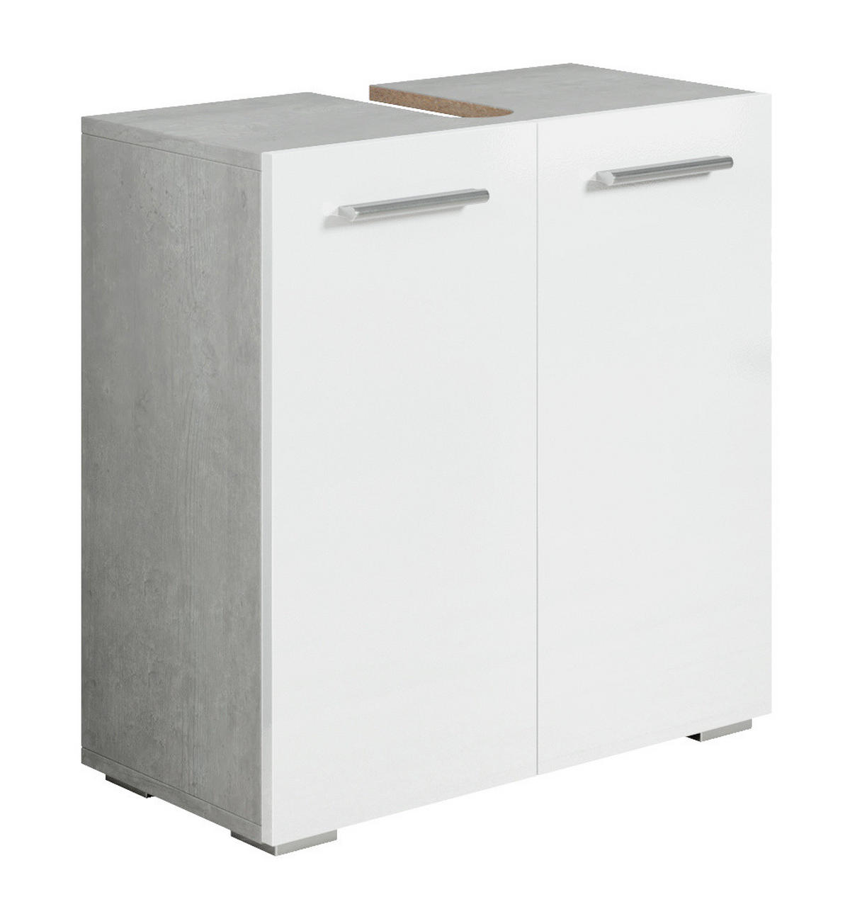 WASCHBECKENUNTERSCHRANK Jupiter 2 Türen Grau mit Weiß - 60 x 30 x 60 cm - Weiß/Grau, Holz (60/60/30cm) - Badplaats