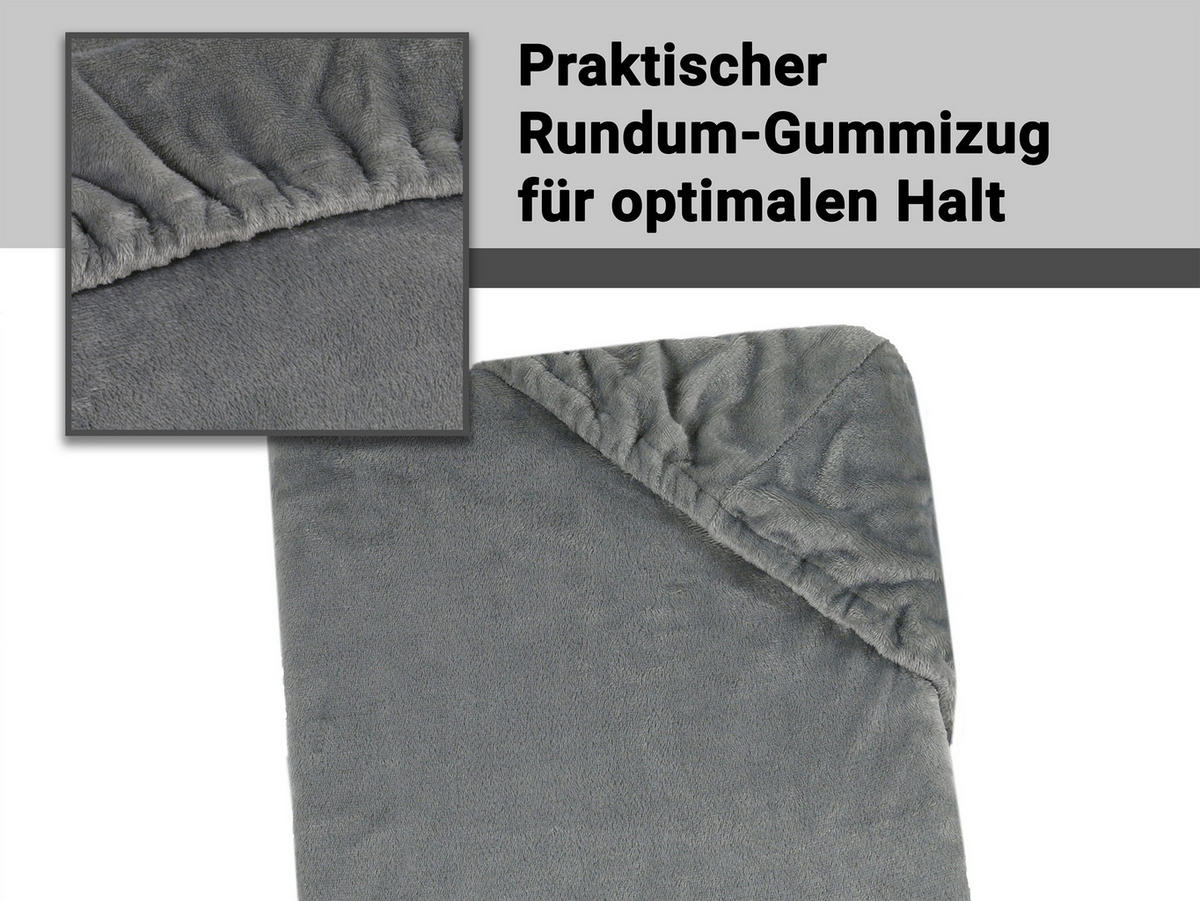 SPANNBETTLAKEN, 180-200x200 cm, 100% Polyester, Grau - Anthrazit, Textil (180/200cm) - Zollner