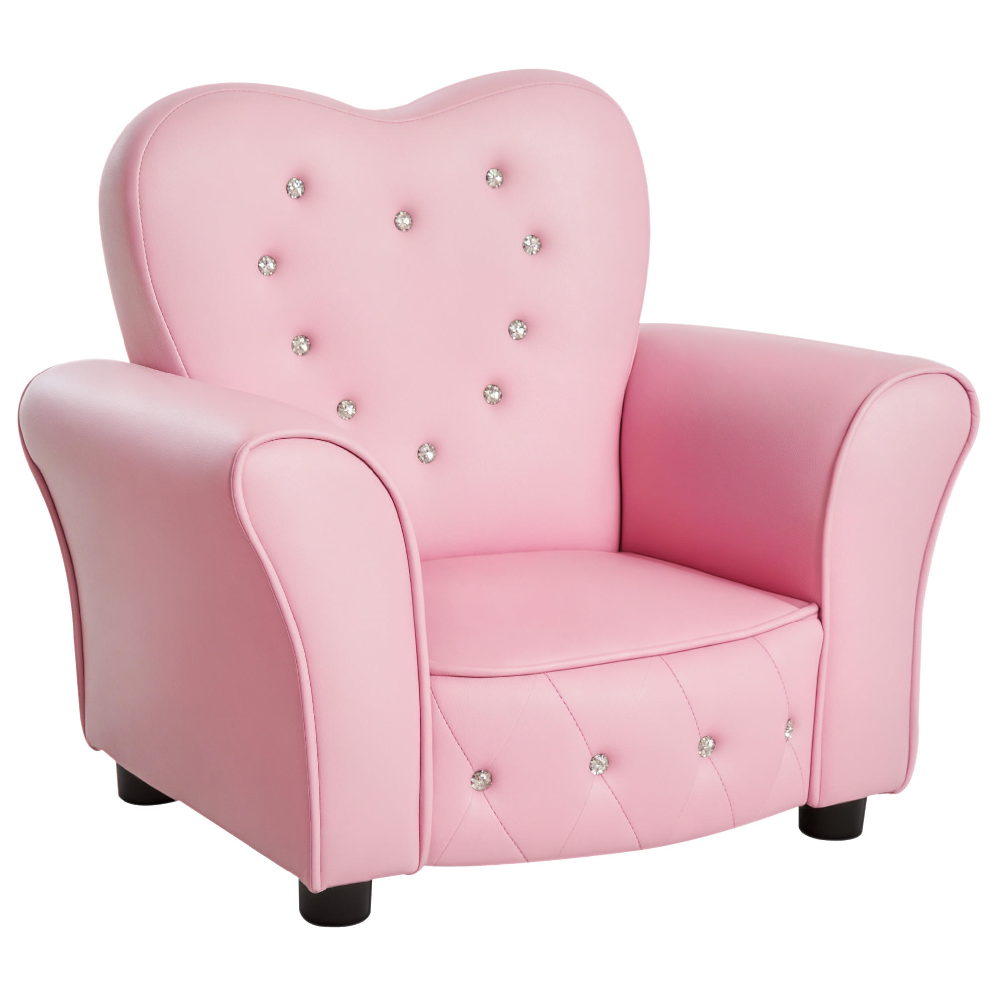 KINDERSESSEL DE-10385 mit Kristallknöpfen & Holzfüßen Rosa - Pink, Kunststoff (41.5/49/59cm) - ComfortXL