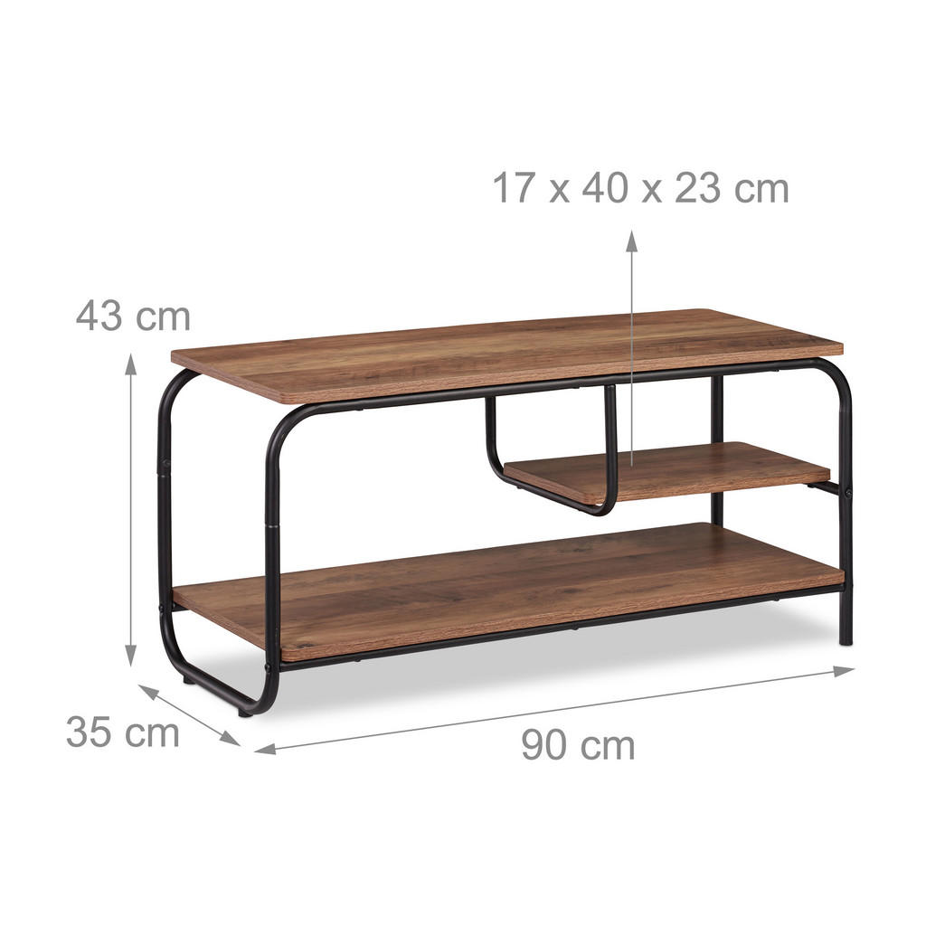 Thumbnail - Relaxdays Tv-Element, Braun, Holzwerkstoff, Metall, 90x43x35 cm, Wohnzimmer, Wohnwände, Lowboards, Lowboards stehend