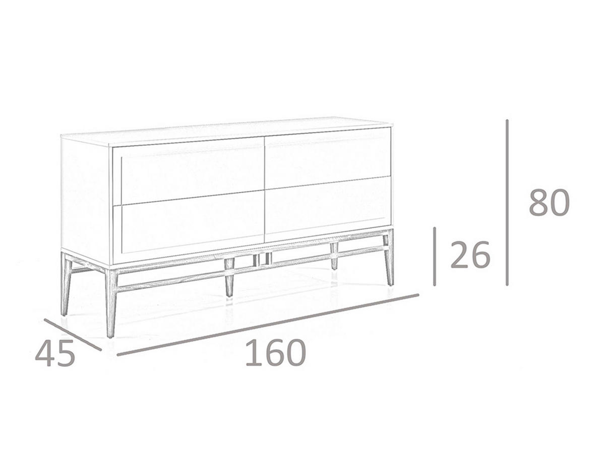 SIDEBOARD Walnuss Grau 160/45/80 cm - Walnussfarben/Grau, Holz (160/80/45cm) - ANGEL CERDA