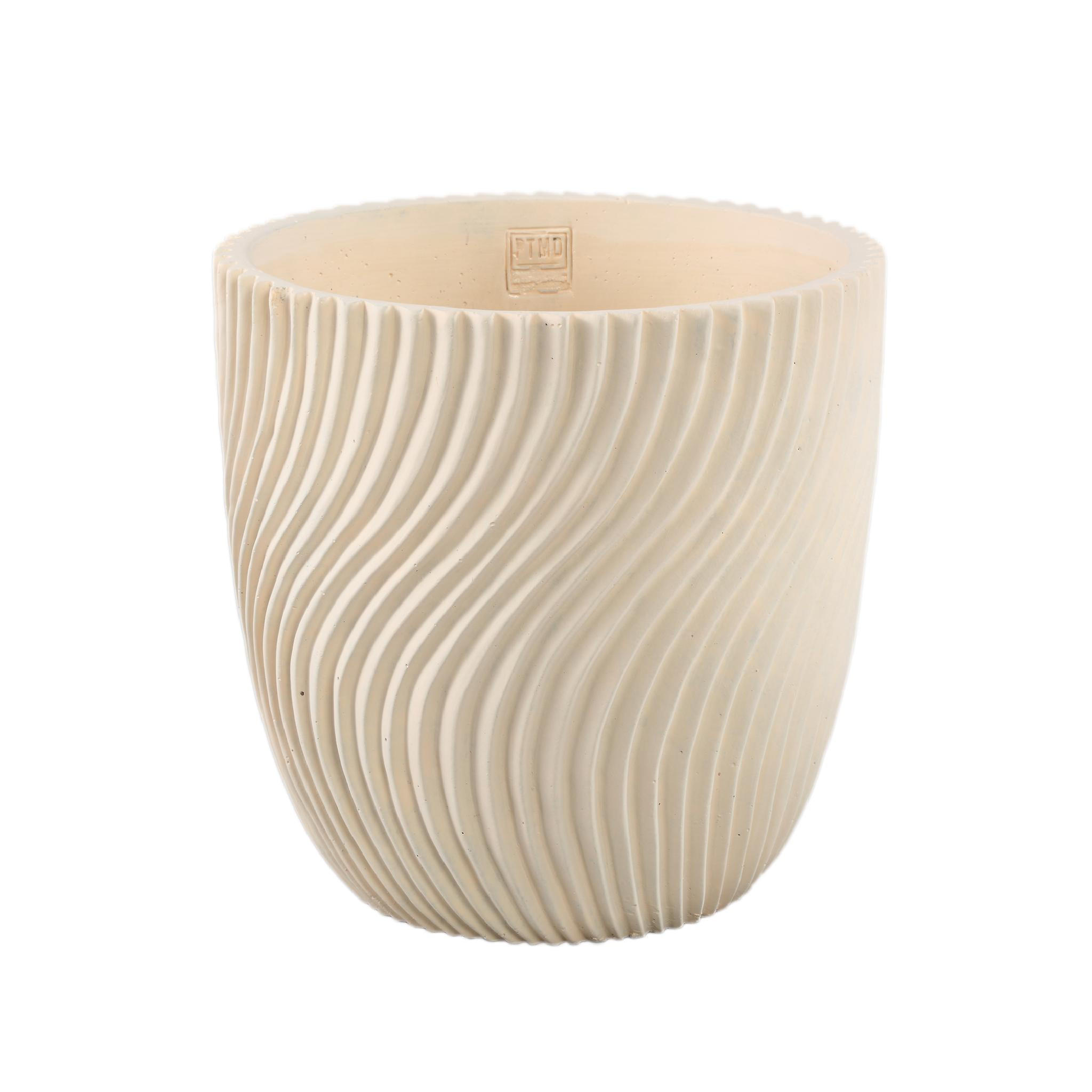 TOPF Lianna Beige 30/30/30cm - Sandfarben, Stein (30cm) - PTMD Collection