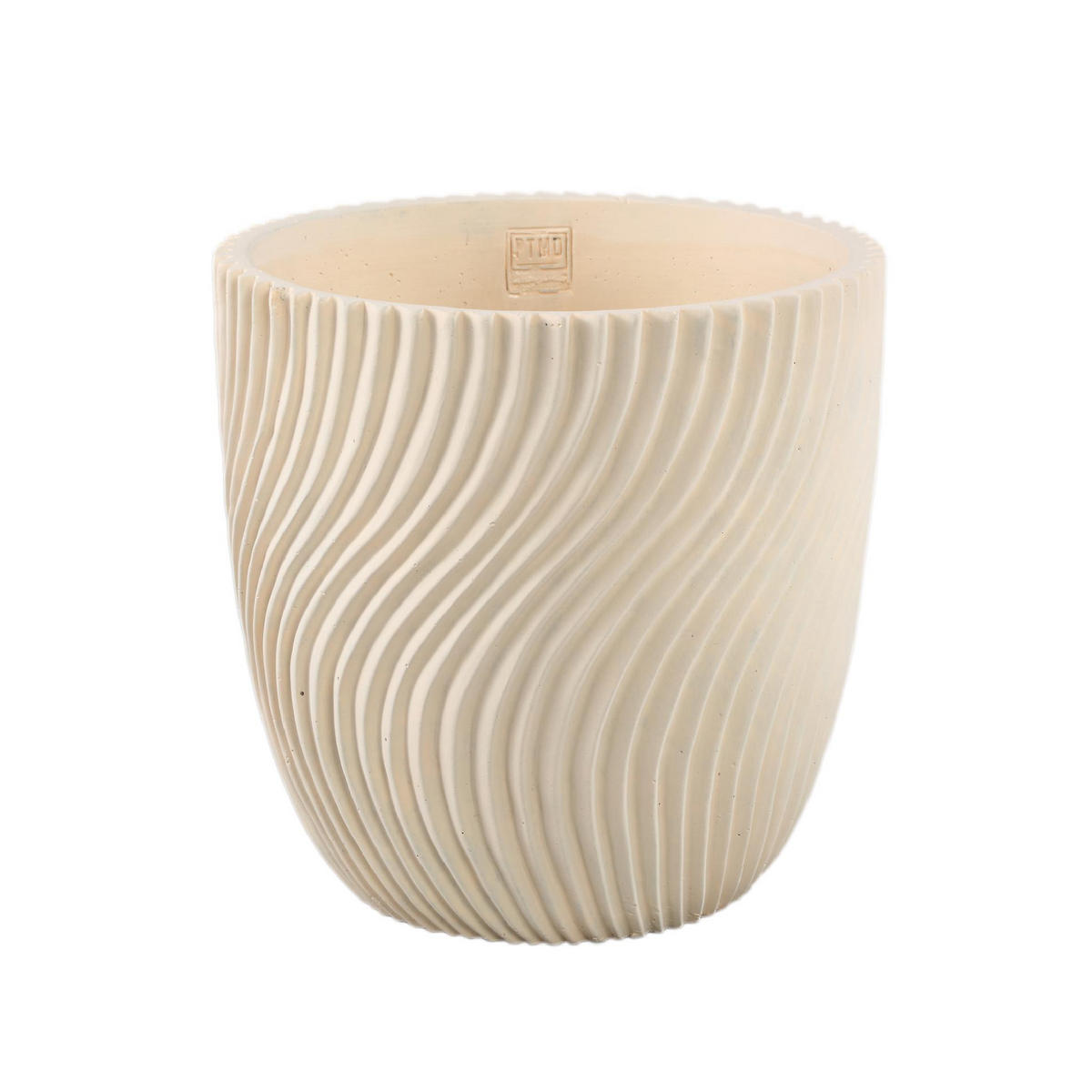 TOPF Lianna Beige 30/30/30cm - Sandfarben, Stein (30cm) - PTMD Collection