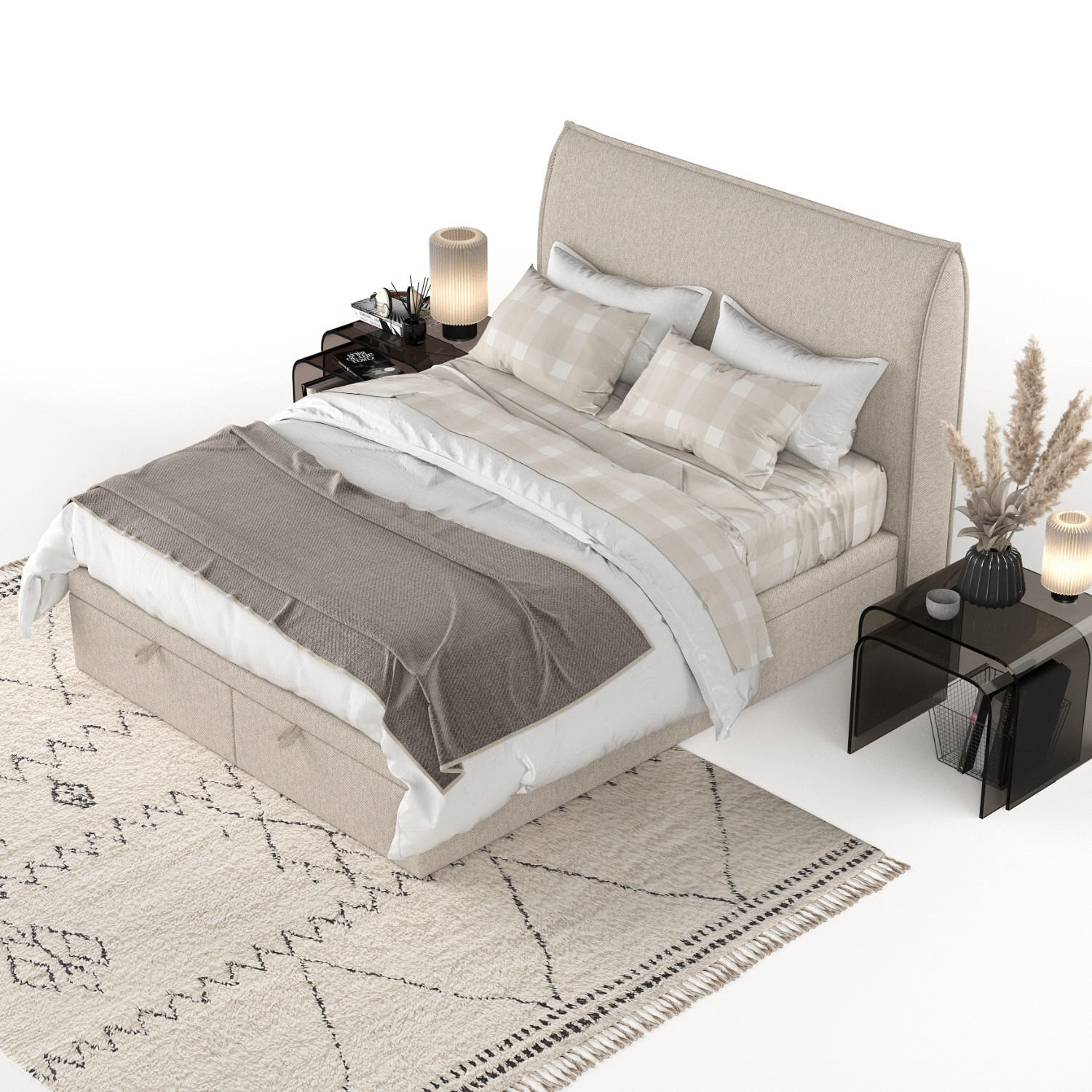 Thumbnail - AltaBeds Polsterbett, Beige, Textil, Buche, Kiefer, 140x200 cm, Oeko-Tex® Standard 100, Handmade in Europe, Schlafzimmer...