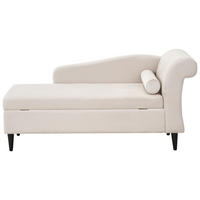 ČALOUNĚNÉ LEHÁTKO CHAISE LONGUE PRAVOSTRANNÉ Sametová látka Béžové s úložným prostorem Luiro - černá/béžová, textil (160/77/70cm) - Beliani