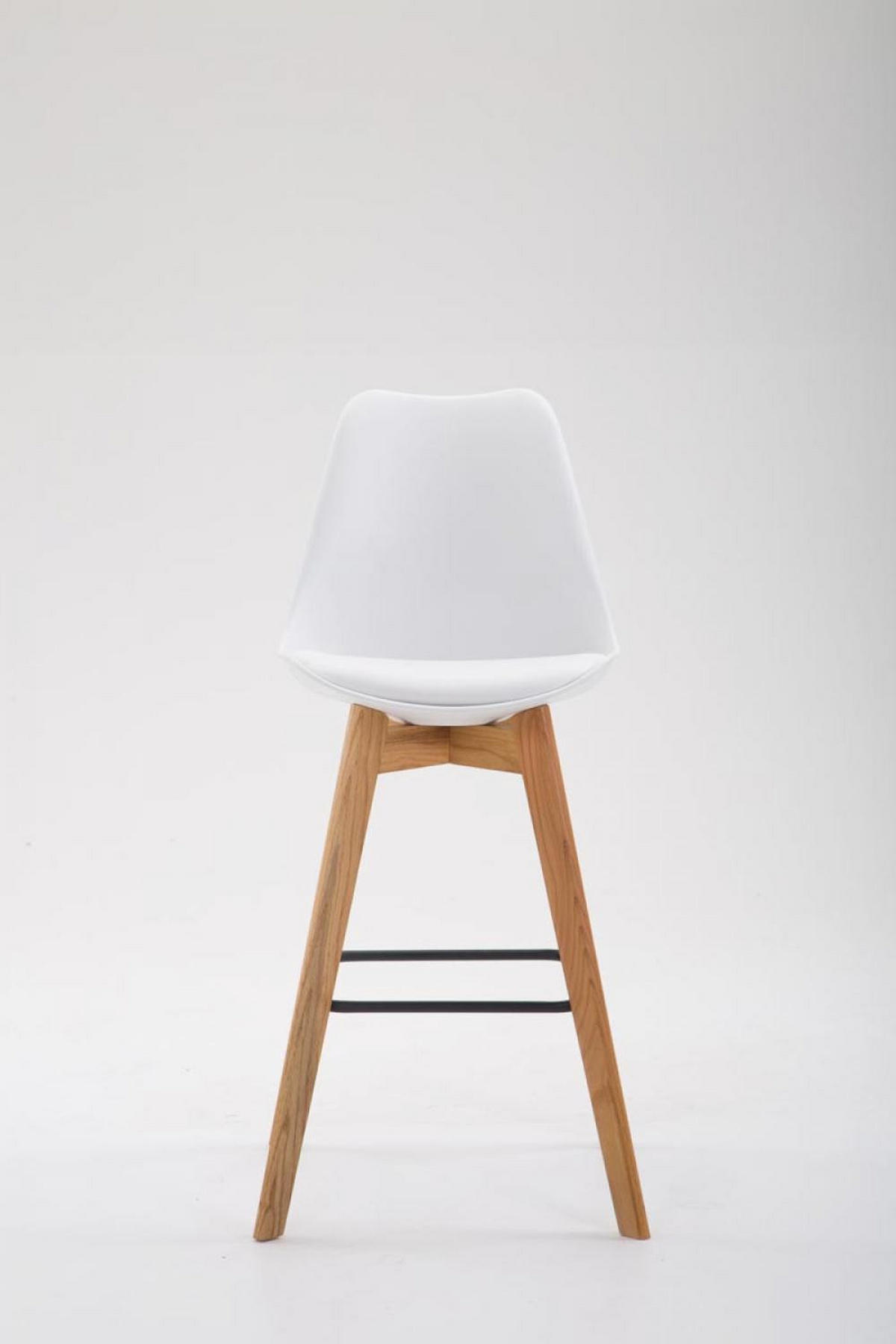 BARHOCKER Kunststoff weiß - Eukalyptusholzfarben/Weiß, Holz/Kunststoff (48/112/56cm) - CLP