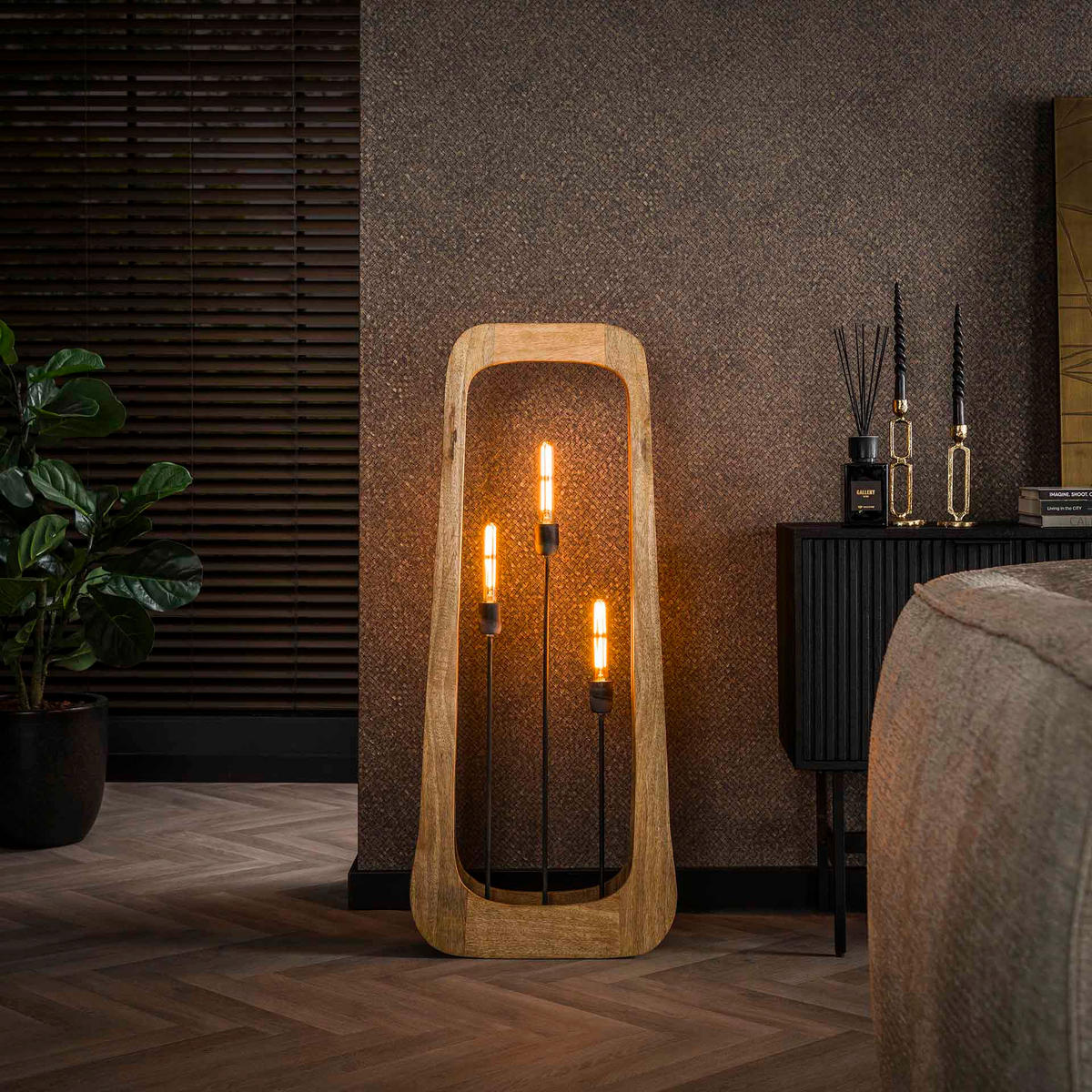 STEHLEUCHTE Bray Braun 14/50/120 cm - Braun, Holz (14/50/120cm) - Hoyz Collection