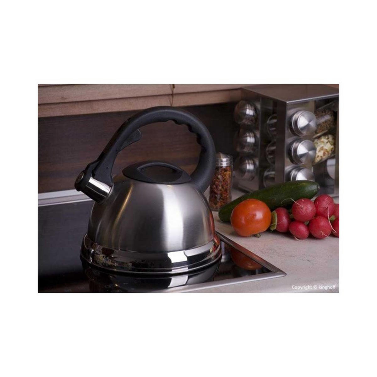 WASSERKESSEL Silber 25/23/21 cm 7683 - Silberfarben, Metall (25cm) - Kinghoff 