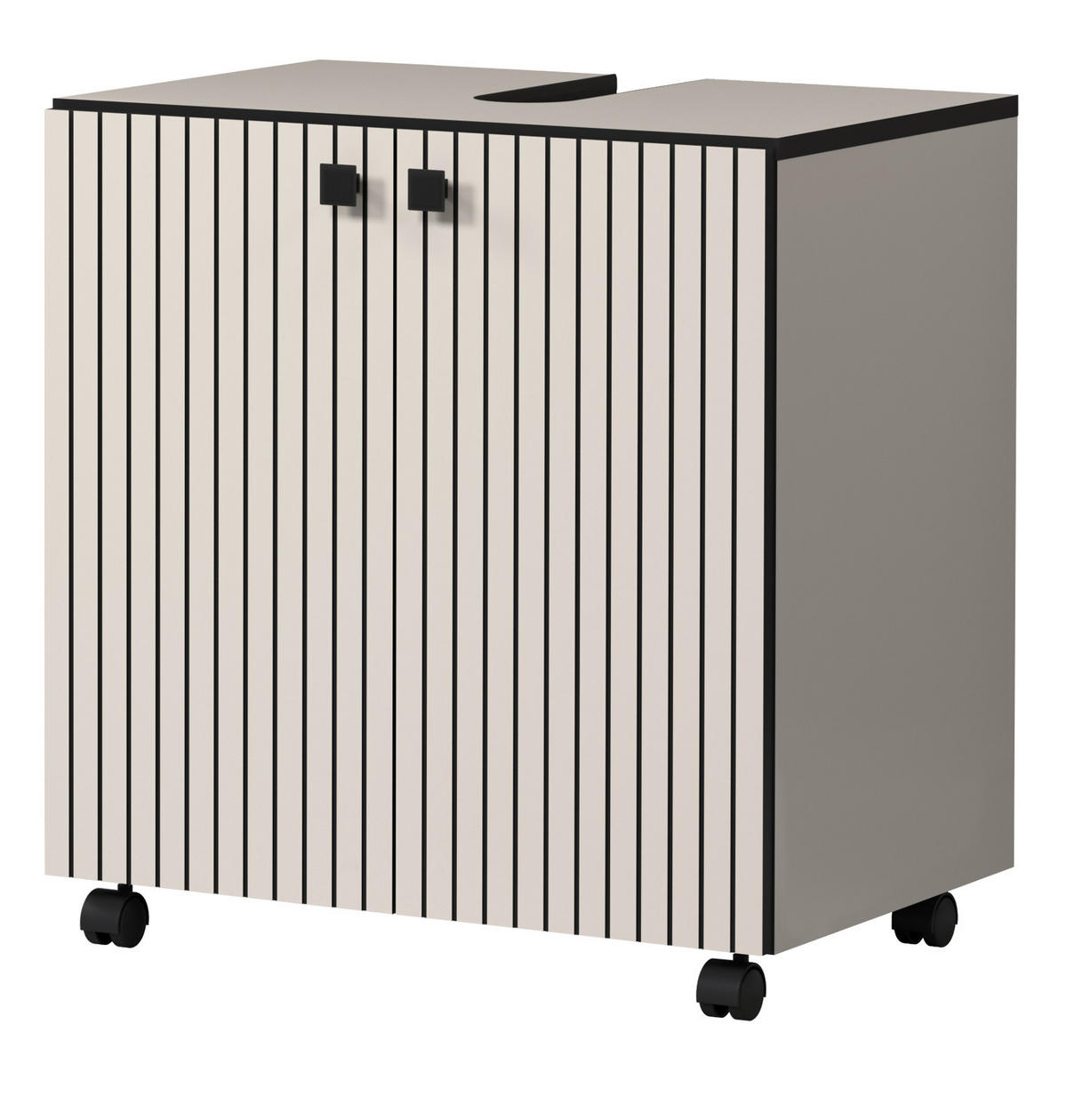 WASCHBECKENUNTERSCHRANK Kaschmir, grau 60 cm, Badschrank auf Rollen - Schwarz/Grau, Holzwerkstoff/Metall (42/64/60cm) - Top.Furn