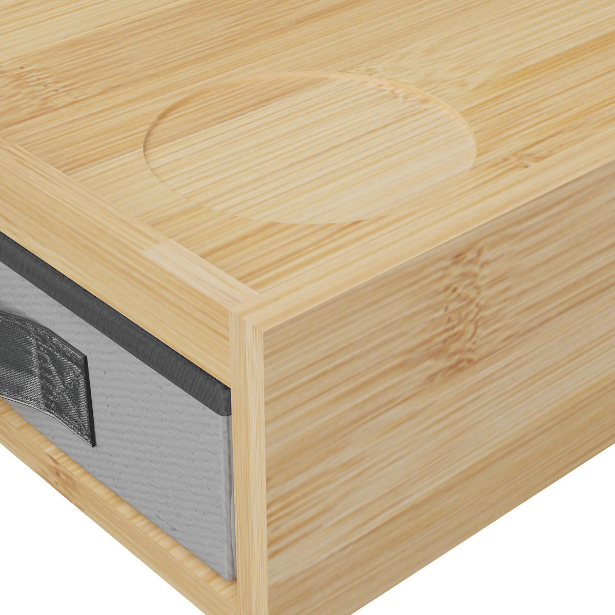 NACHTTISCH - Hellbraun, Holz/Textil (37/14/26.5cm) - Relaxdays