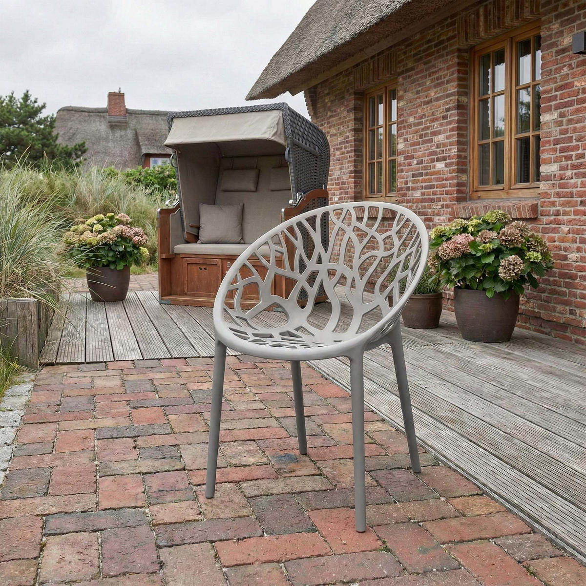 GARTENSTUHL Kunststoff Grau - Grau, Kunststoff (59/80/60cm) - CLP
