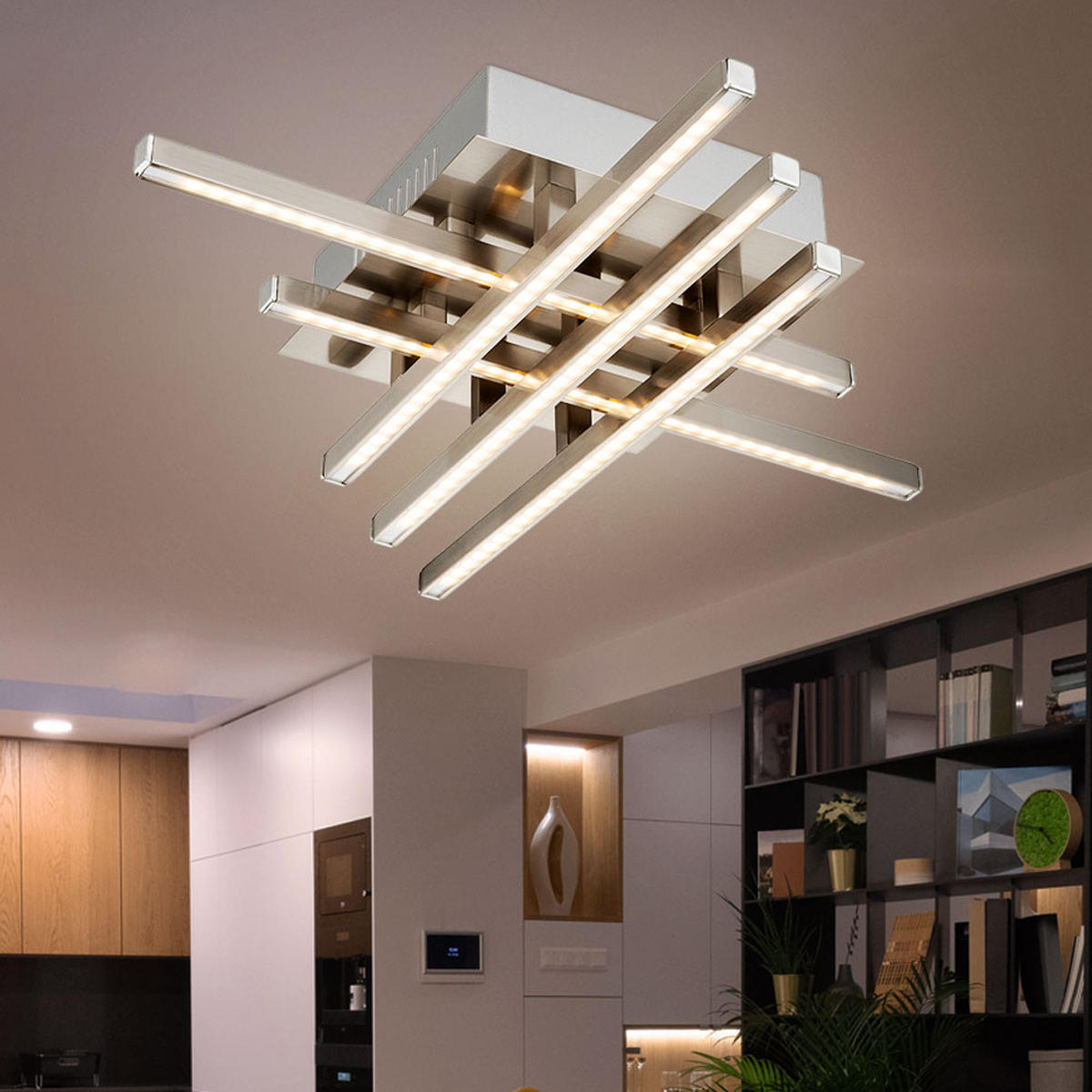 LED DECKENLEUCHTE Mike Silber Metall - Silberfarben, Metall (40/40/8cm) - Globo Lighting