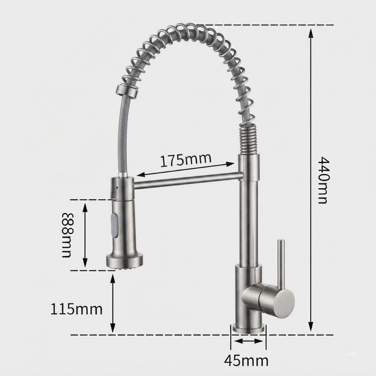 BADARMATUR mit Schlauch, 44cm hoch, silber - Silberfarben, Metall (57/6/27cm) - Vallsero