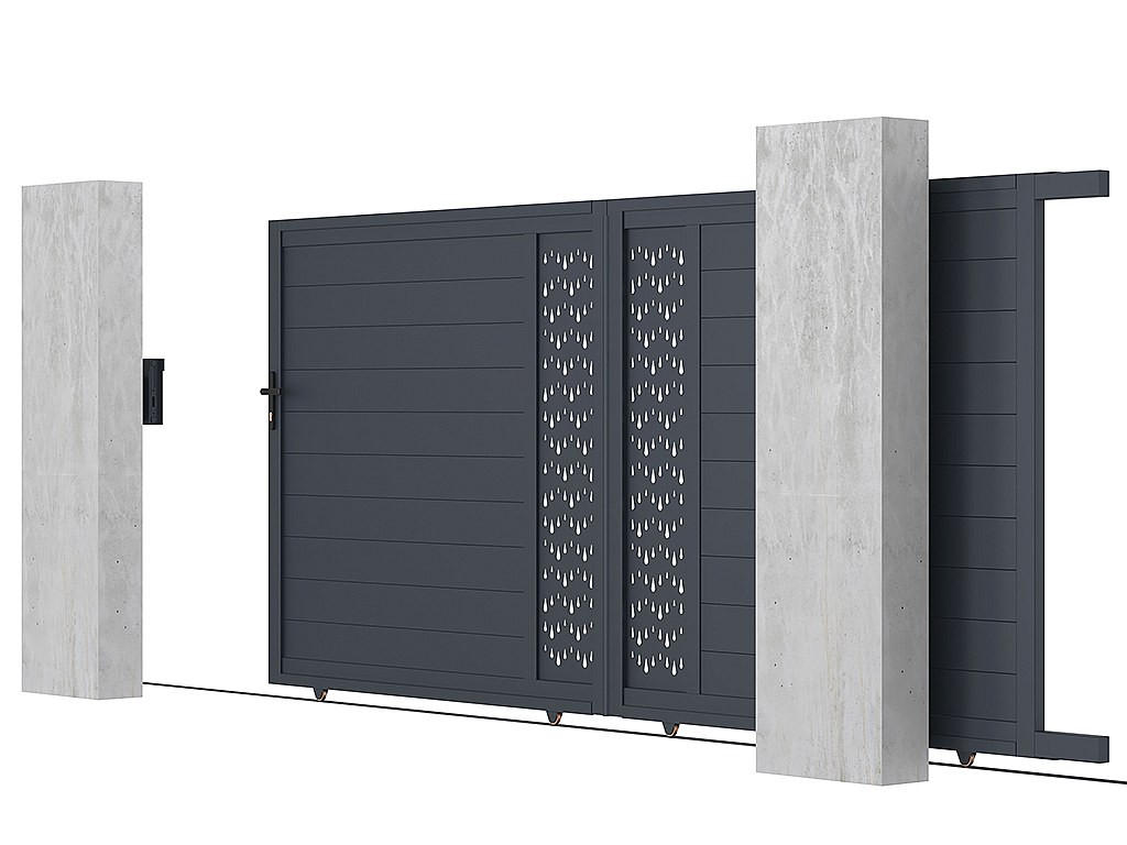 SCHIEBETOR - 390cm x 4.6cm - PVC - anthrazitgrau - GREGOR - Anthrazit, Kunststoff (390/178cm) - Vente-Unique