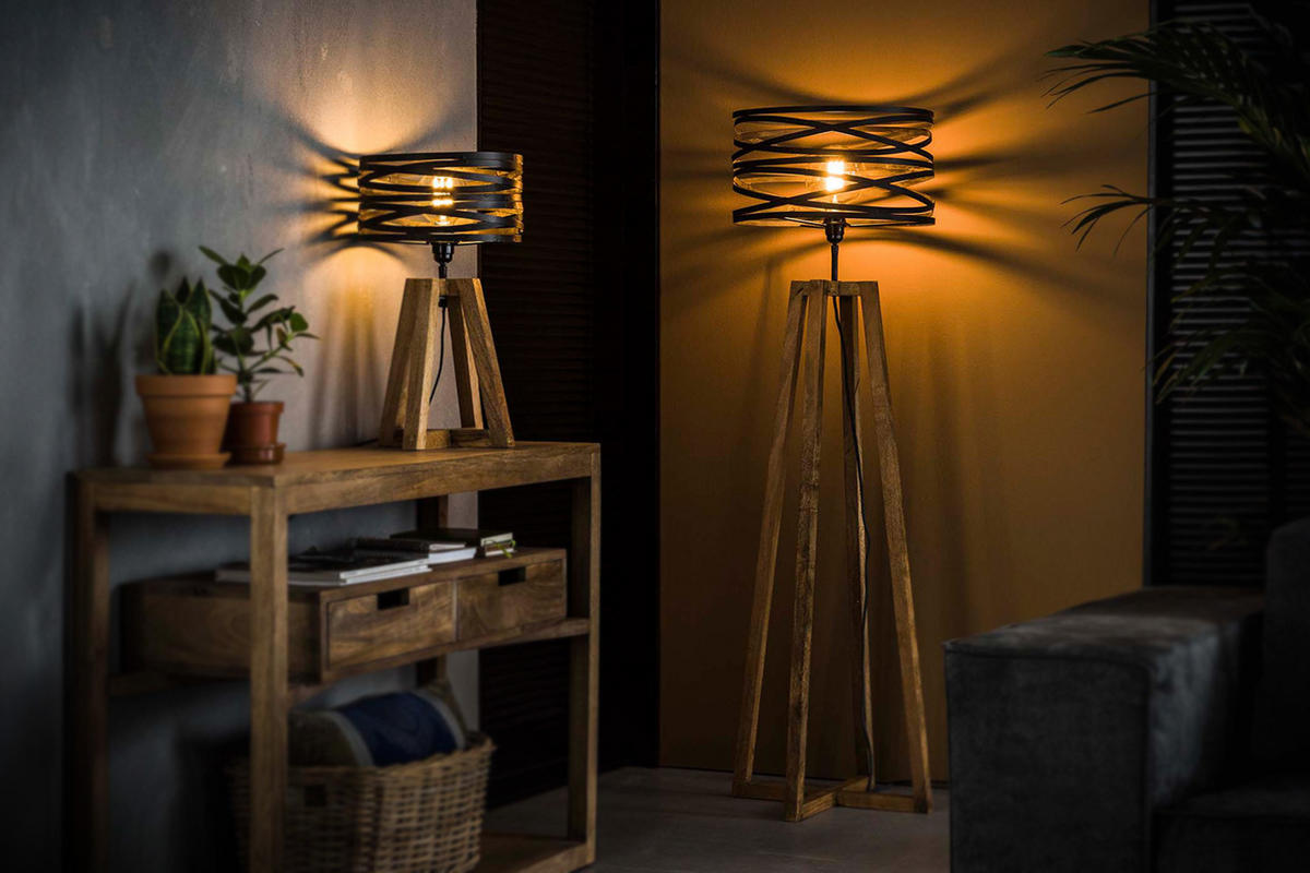 TISCHLAMPE DALIAN Schwarz Holz - Schwarz, Holz (29/29/50cm) - KAWOLA