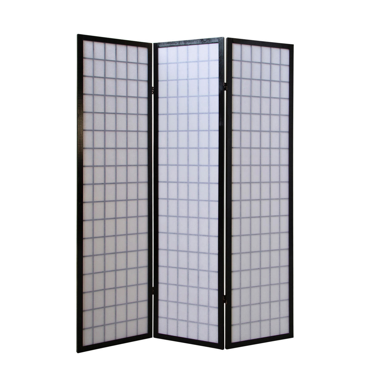 PARAVENT 3-tlg. 132/175 cm Schwarz Shoji - Schwarz, Holz (132/175/2cm) - Homestyle4u