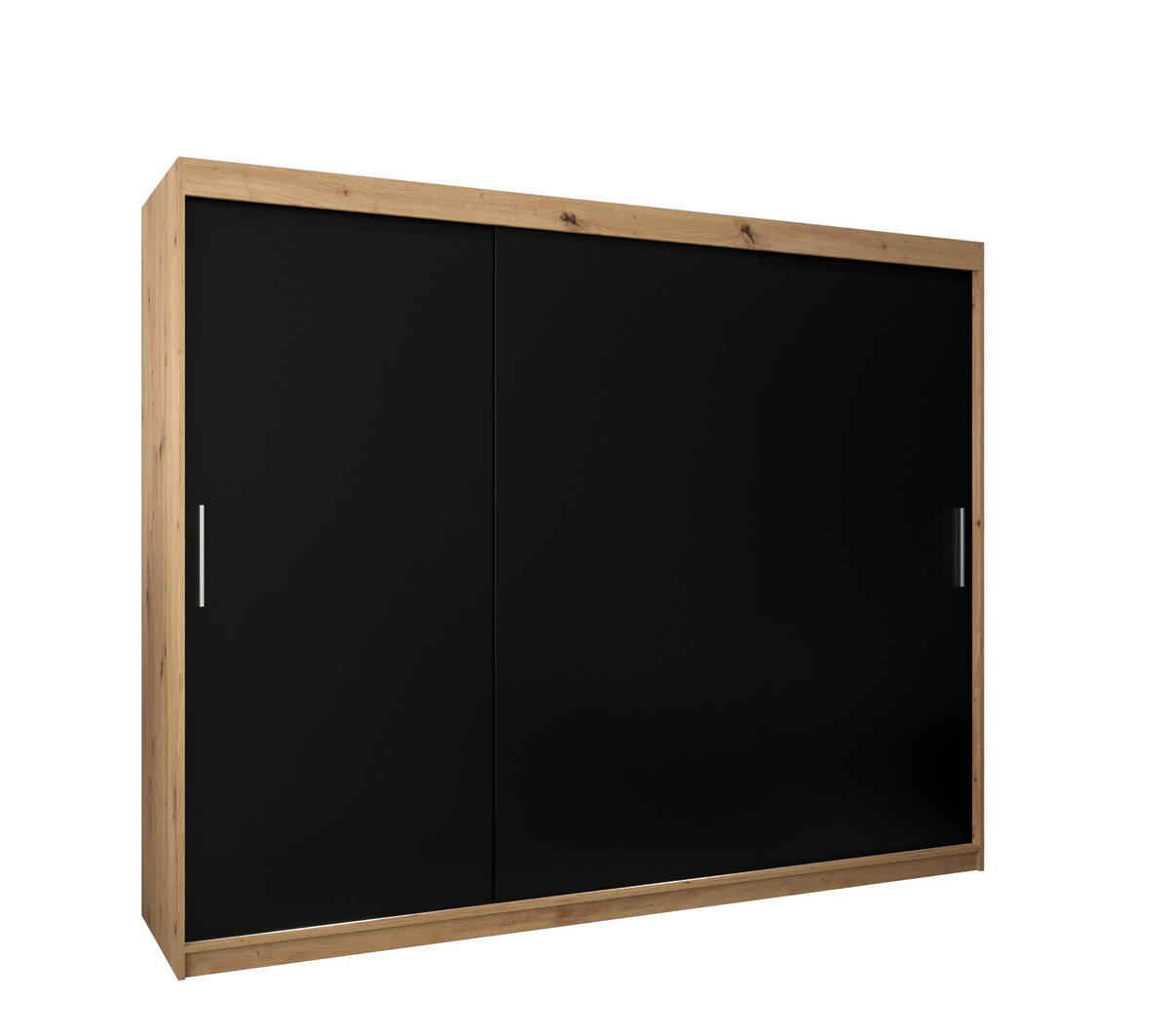 SCHWEBETÜRENSCHRANK 200/250/62 2-türig - Silberfarben/Schwarz, Holz/Kunststoff (250/200/62cm) - Abiks Möbel