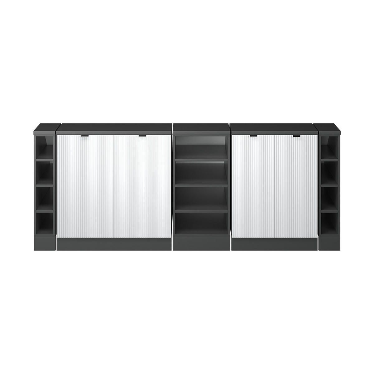 KUHINJSKA OMARA ZA POŠEVNE STREHE R-Line Belo valovanje 210 cm Komplet 5 korpusov omare globina 60 cm - bela/antracit, leseni material (210/83.8/60cm) - Vicco