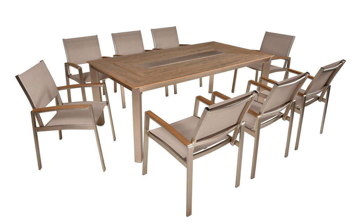 GARTEN-SITZGRUPPE Hanne 9-teilig Gartenmöbel-Set - Grau, Kunststoff - DELUKE