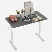SCHREIBTISCH höhenverstellbar mit Handkurbel Doppelsäulen - Weiß/Grau, Holzwerkstoff/Metall (100/60/90cm) - EVRYAE