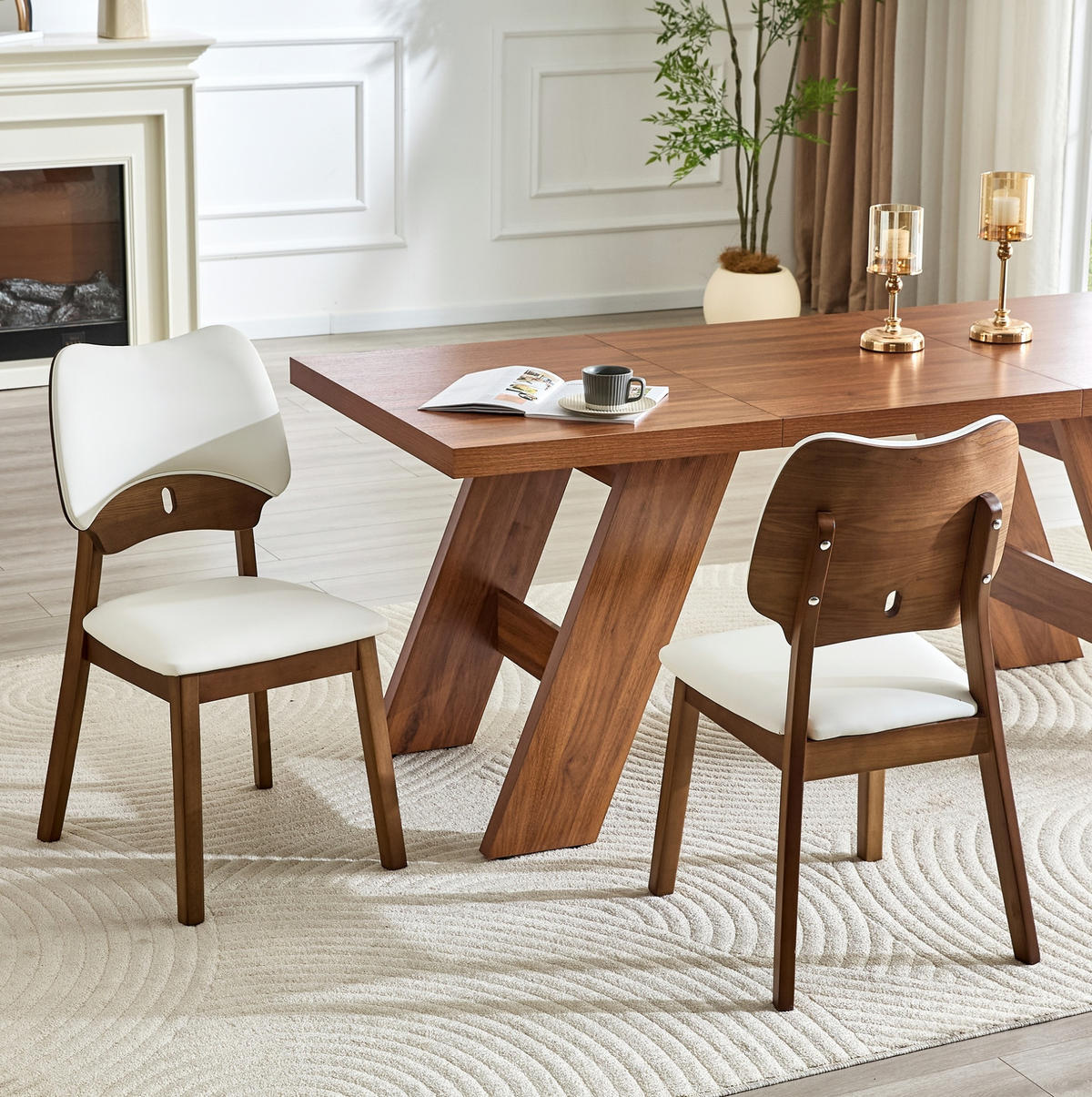 ESSZIMMERSTUHL 2er-Set Schmetterlingsrückenlehne Weiß - Weiß, Holz (43/87.5/51cm) - Meubliv