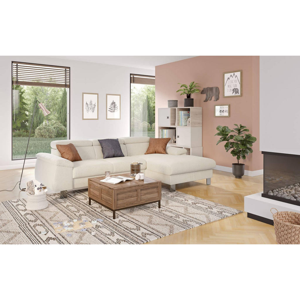 Thumbnail - Cotta Eckschlafsofa, Beige, Textil, Echtholz,Buche, 3-Sitzer, L-Form,L-Form, 244x166 cm, Wohnzimmer, Sofas & Couches, Wo...