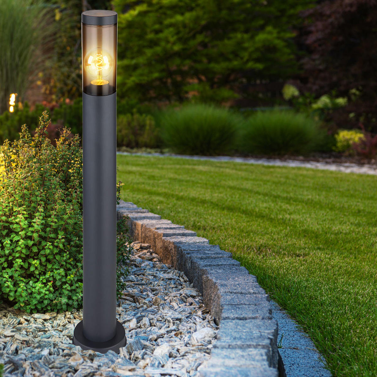 LED STEHLEUCHTE Edelstahl Anthrazit - Anthrazit, Metall (7.6/7.6/80cm) - Globo Lighting