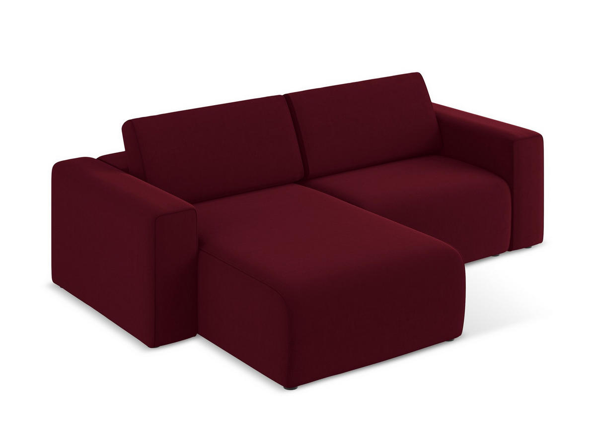 ECKSOFA Links Samt Stoff Rot - Bordeaux/Beige, Kunststoff/Textil (167/224cm) - Makamii