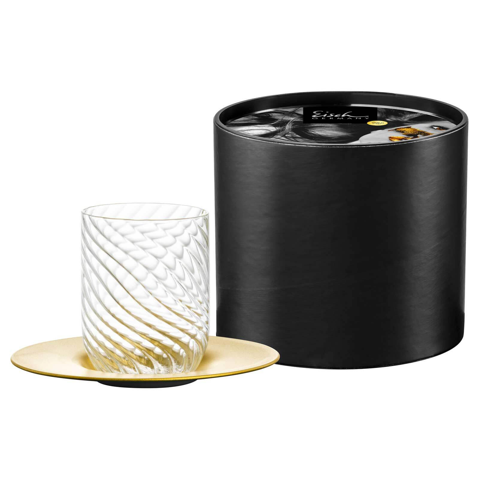 CAPPUCCINOGLAS MIT UNTERTASSE Twist gold 270 ml - Goldfarben, Glas (0.27L) - Eisch