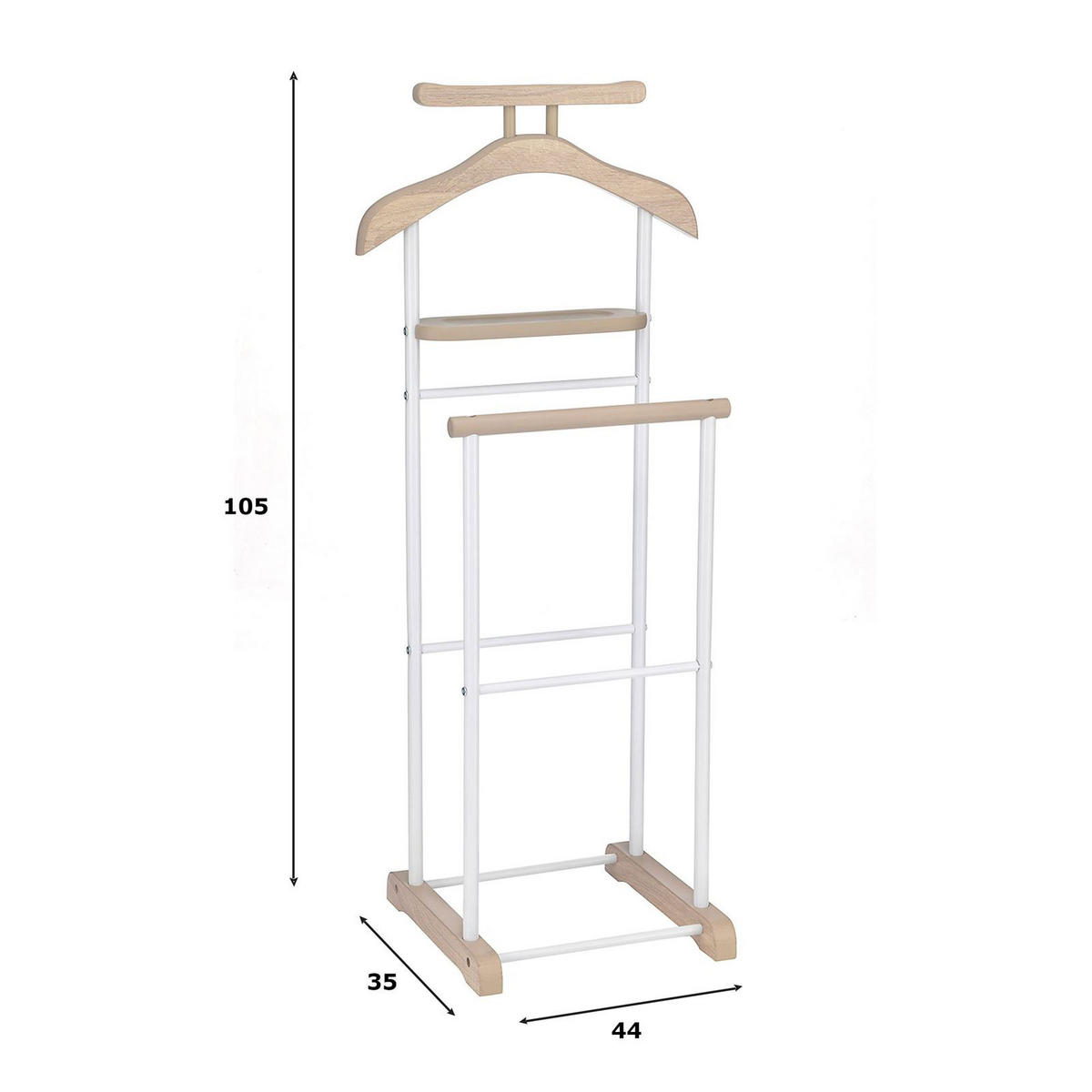 HERRENDIENER MEDINA - Weiß/Sonoma Eiche, Metall (44/105/35cm) - CARO-Möbel