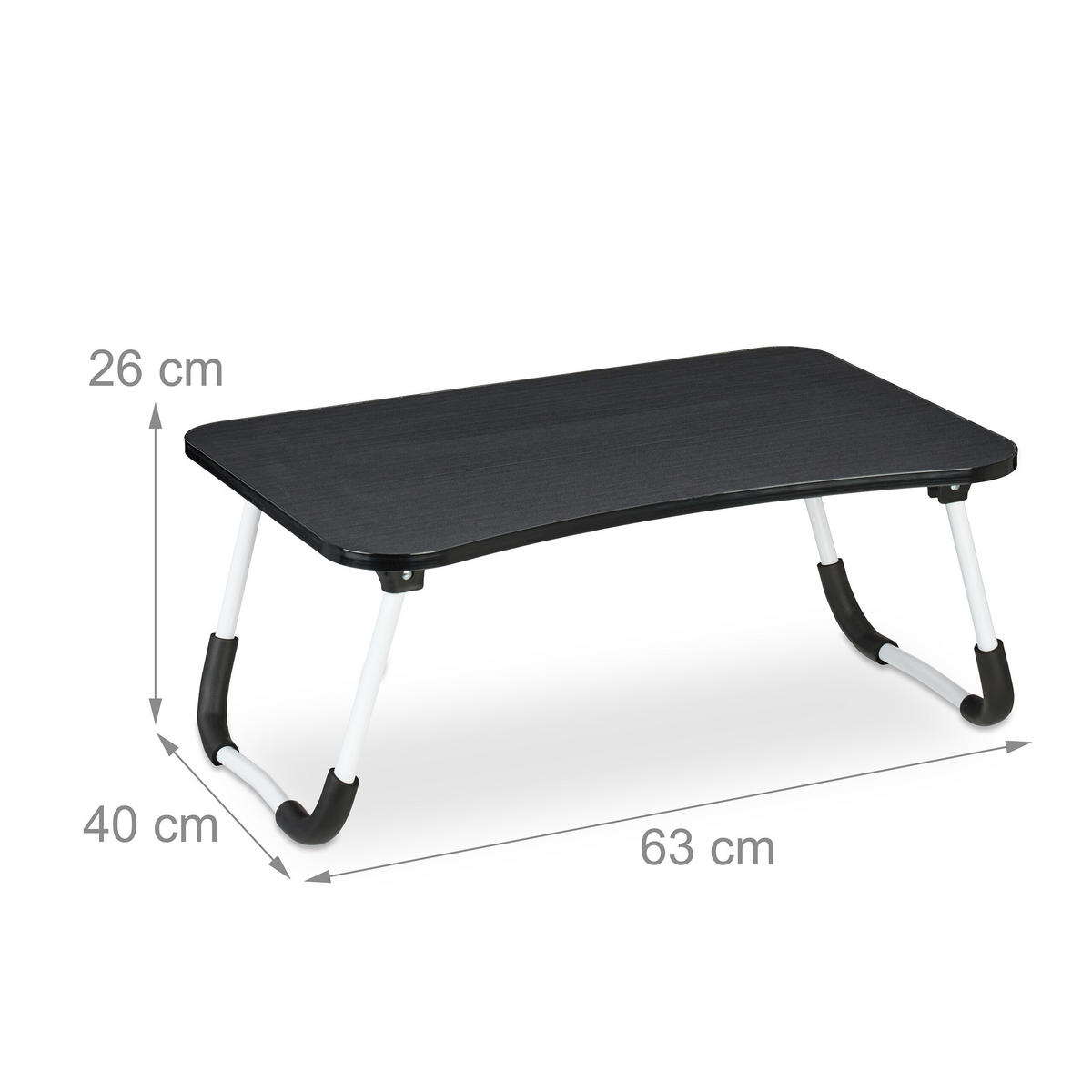 LAPTOPTISCH Schwarz klappbar 63x40 cm - Schwarz, Holzwerkstoff/Kunststoff (40/63/26cm) - Relaxdays