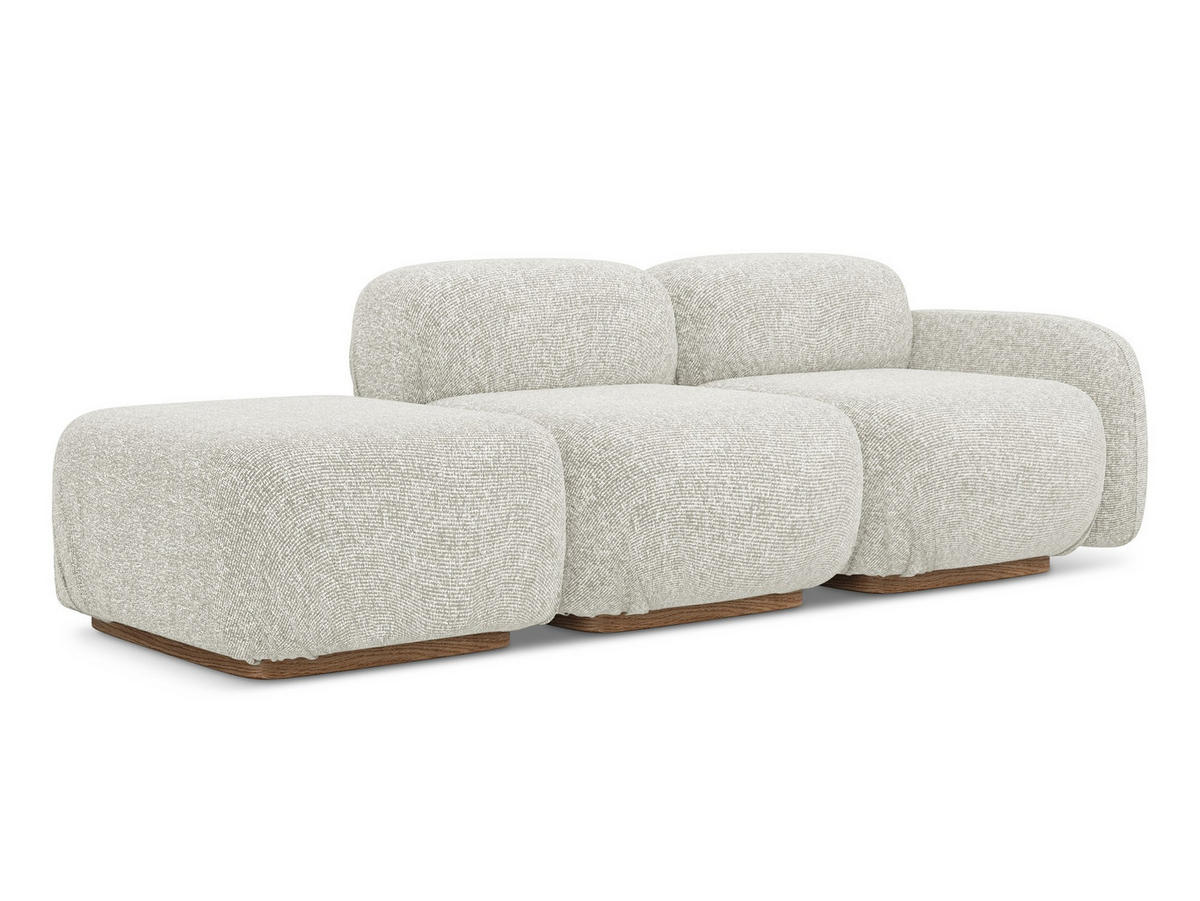 3-SITZER SOFA Links Strukturstoff Stoff Beige - Beige/Creme, Holz/Textil (258/73/95cm) - Makamii