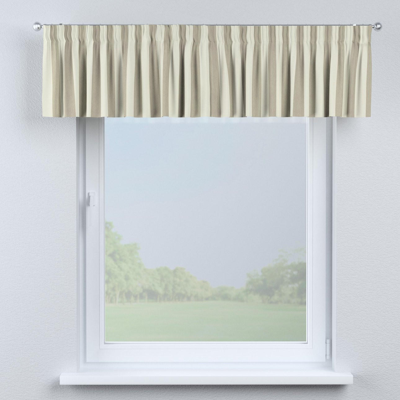 KURZGARDINE Quadro mit Kräuselband, weiß und beige, 130x40 cm - Beige/Weiß, Textil (130/40cm) - Dekoria