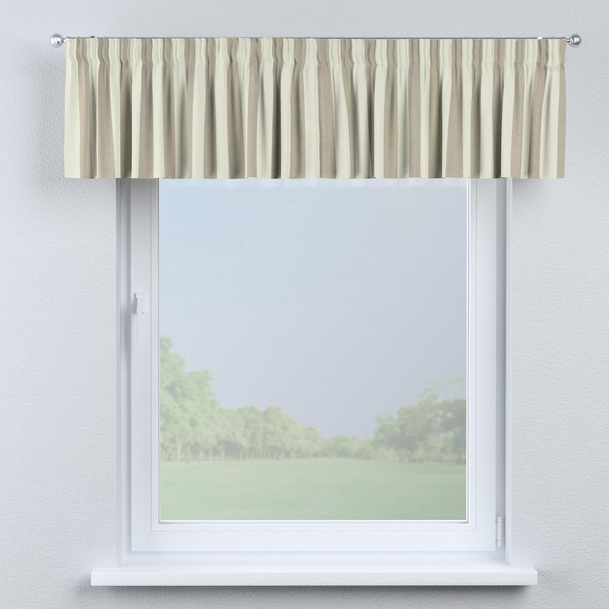 KURZGARDINE Quadro mit Kräuselband, weiß und beige, 390x40 cm - Beige/Weiß, Textil (390/40cm) - Dekoria