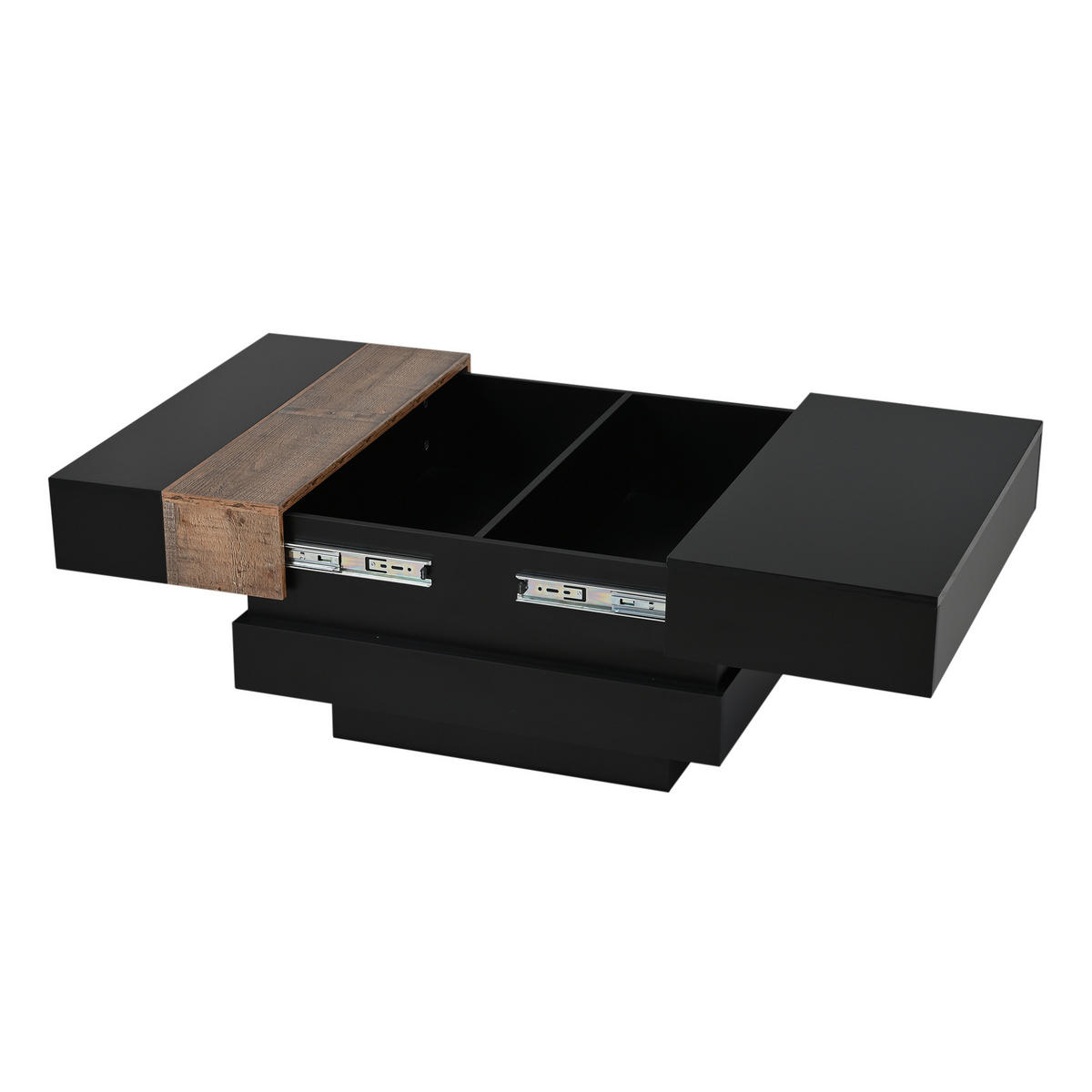 COUCHTISCH 70/70/39 cm Schwarz Holzoptik aus MDF mit ausziehbarer Platte und Stauraum - Schwarz, Holzwerkstoff (70/70/39cm) - OKWISH