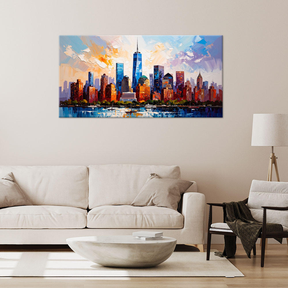 LEINWANDBILD Büros New York Manhattan 120x60cm - Multicolor, Textil (120/60cm) - Feeby