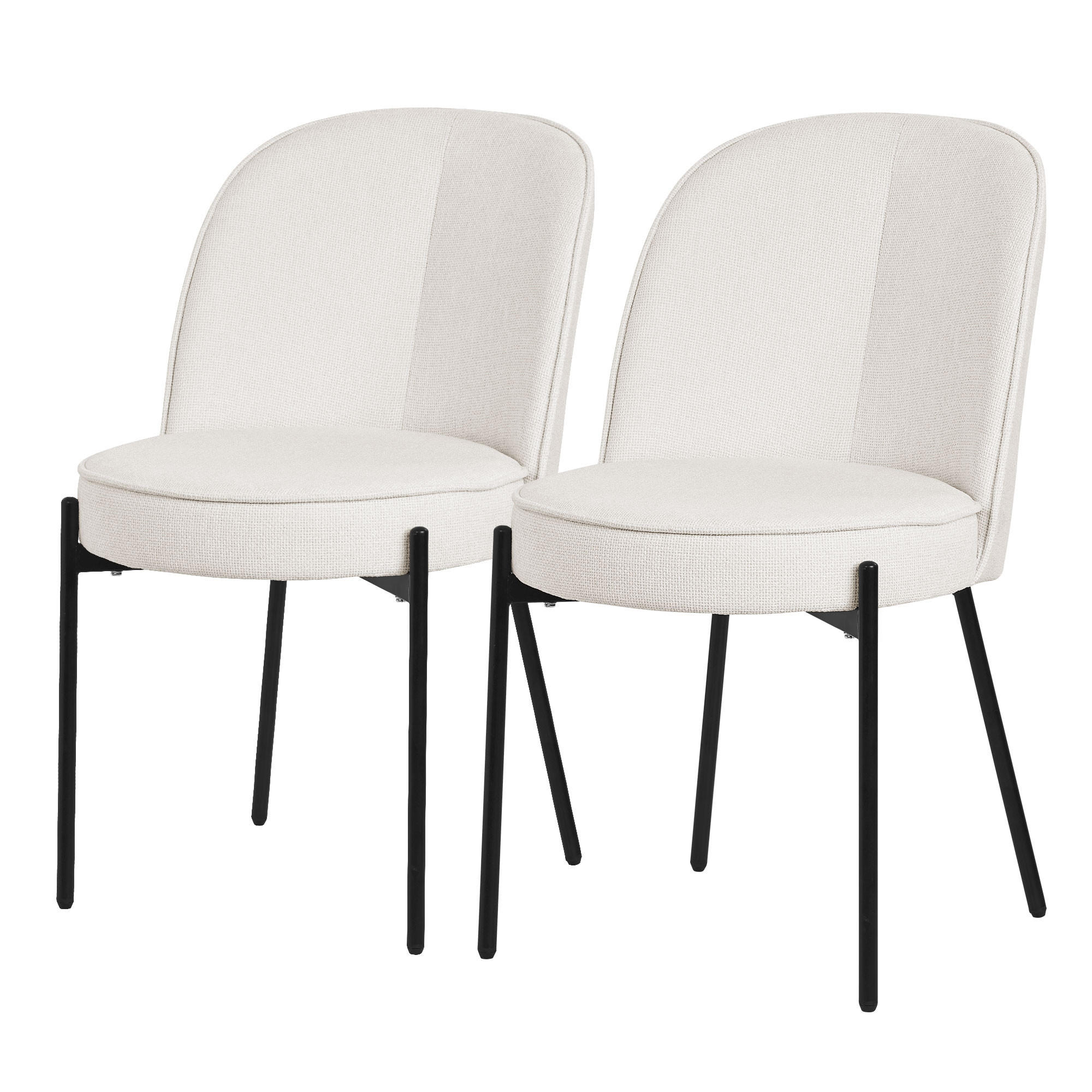 ESSZIMMERSTUHL 2er Set Beige aus Polyester - Beige/Schwarz, Textil/Metall (50/83/63cm) - ML-DESIGN